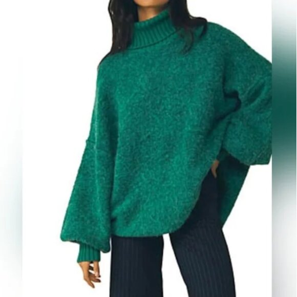 Free People Mili Oversized High Neck Green Sweater size XL - Picture 9 of 9
